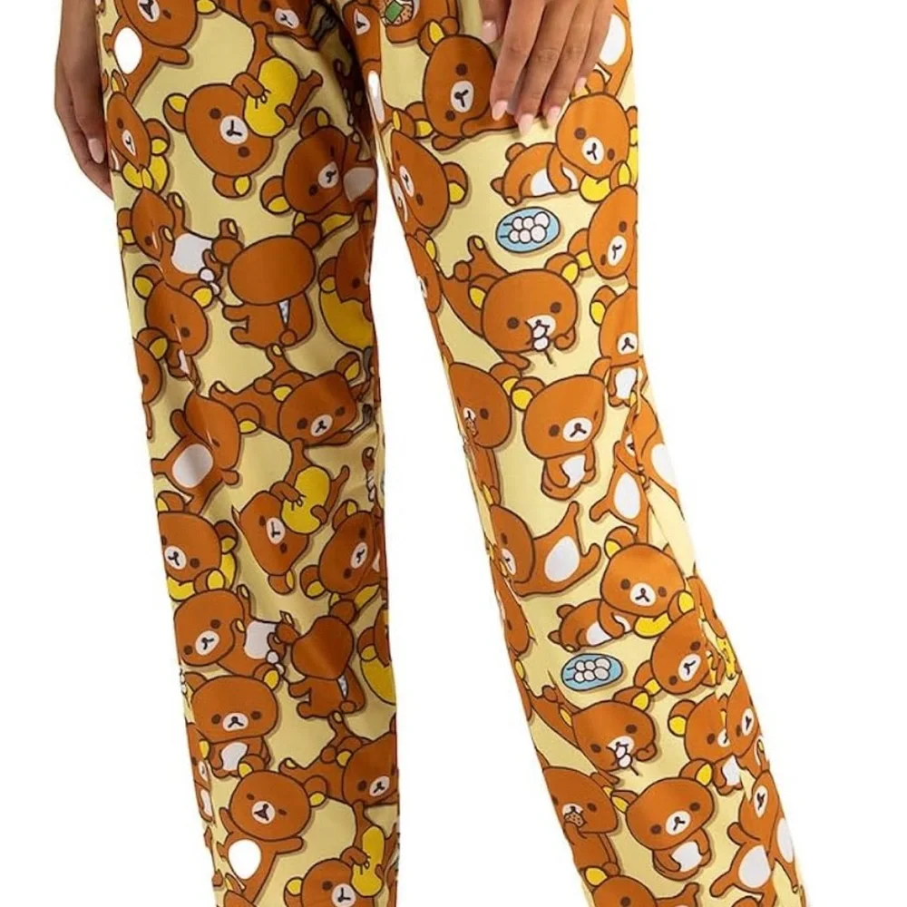 Bioworld Rilakkuma Yellow and Brown Teddy Bear Pajama Short Sleeve Pant Sz XL - Picture 3 of 5